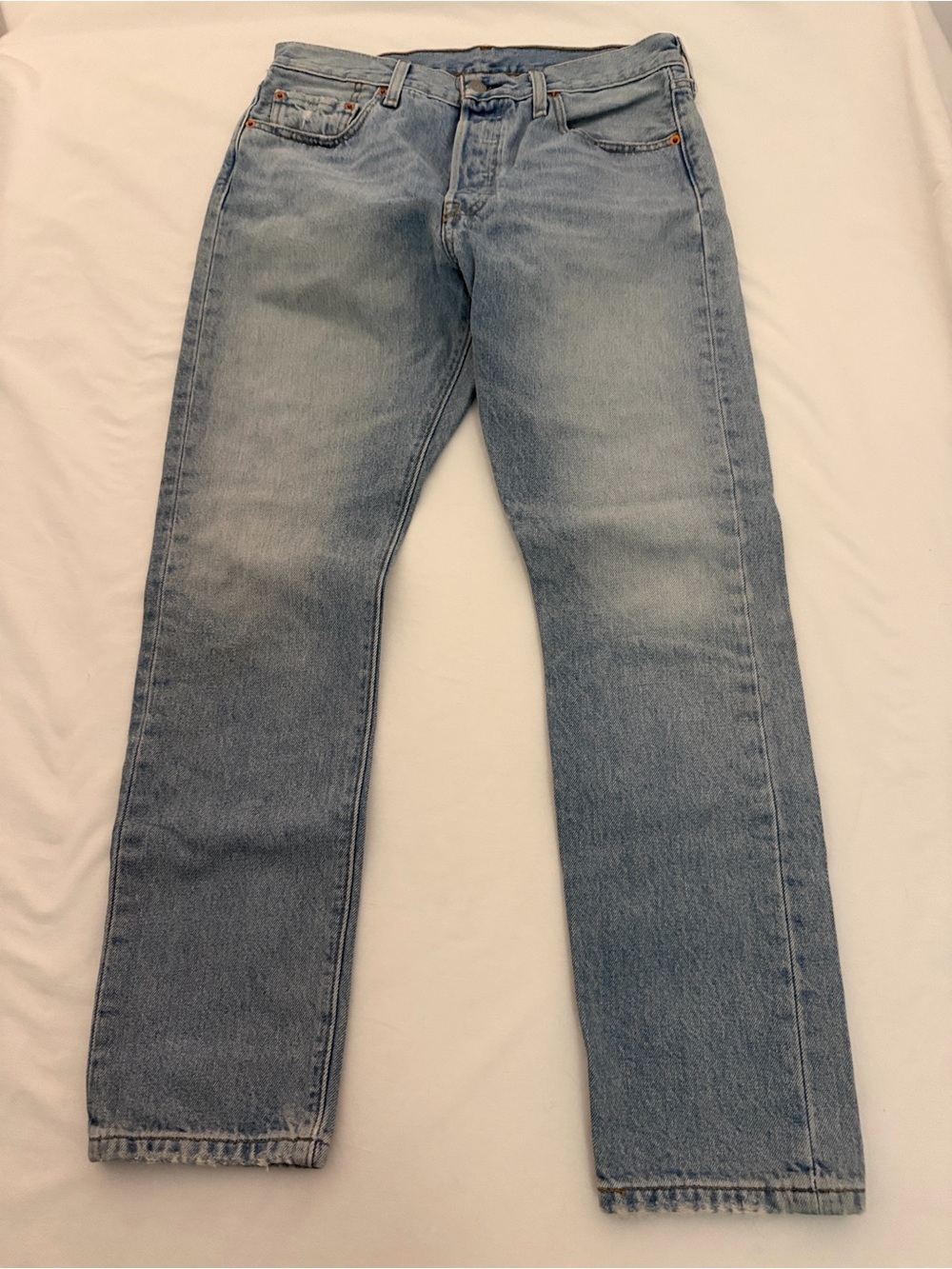 Levi's 501S 2019 Mens Classic Light Blue Button Fly Distressed Premium